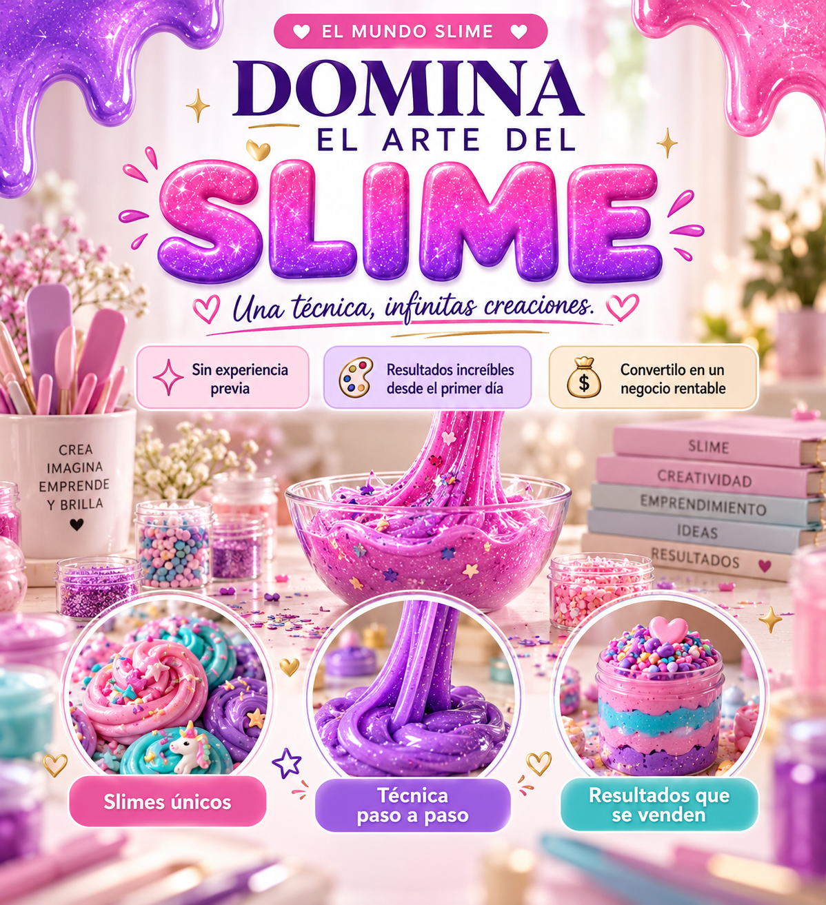 El mundo Slime - Emprende Slime y Arena Kinetica de Alta Gama + 4 RECURSOS
